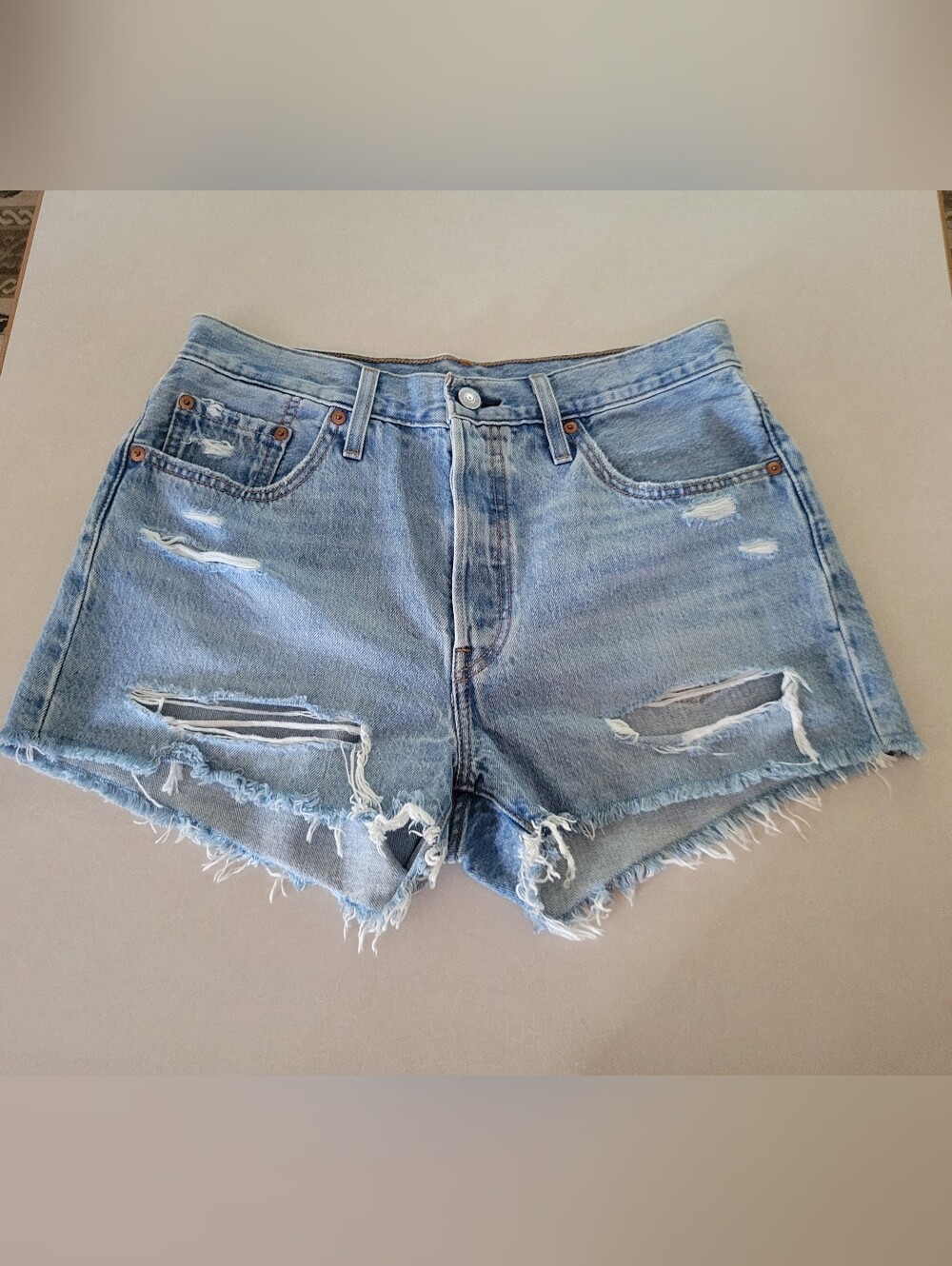 501 Levi's  Distressed Cutoff Denim Shorts